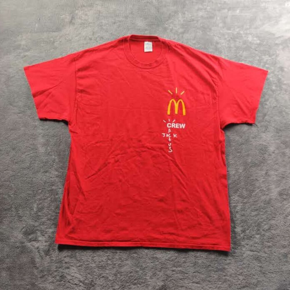 McDonalds Crew Shirt Adult Mens 2XL XXL Red Short Sleeve Cactus Jack